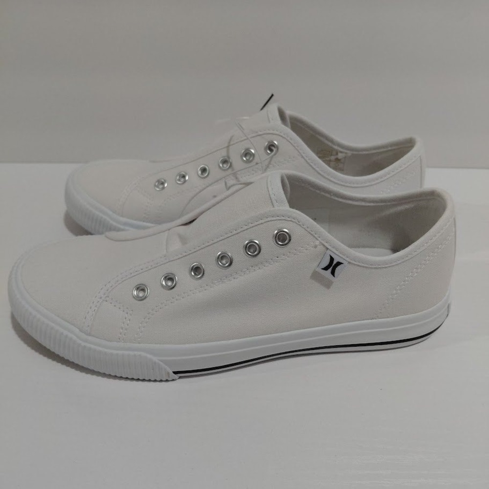 Hurley Chloe Womens White Slip On Canvas Sneakers Shoes Laceless 6.5M NEW - Picture 6 of 12